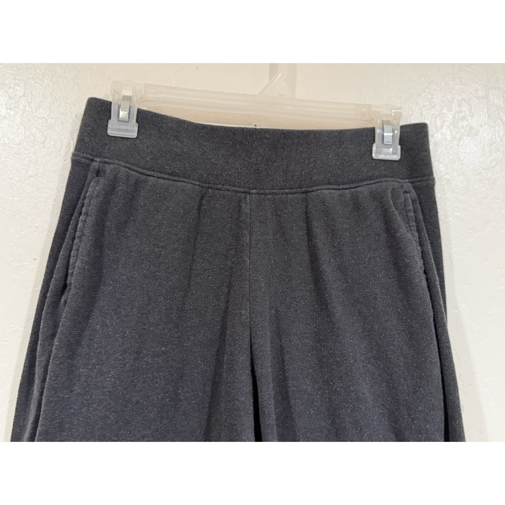 Pact Organic Cotton Wide Leg Pants Charcoal Grey Side Slit Cropped Lounge Size M - Picture 7 of 8